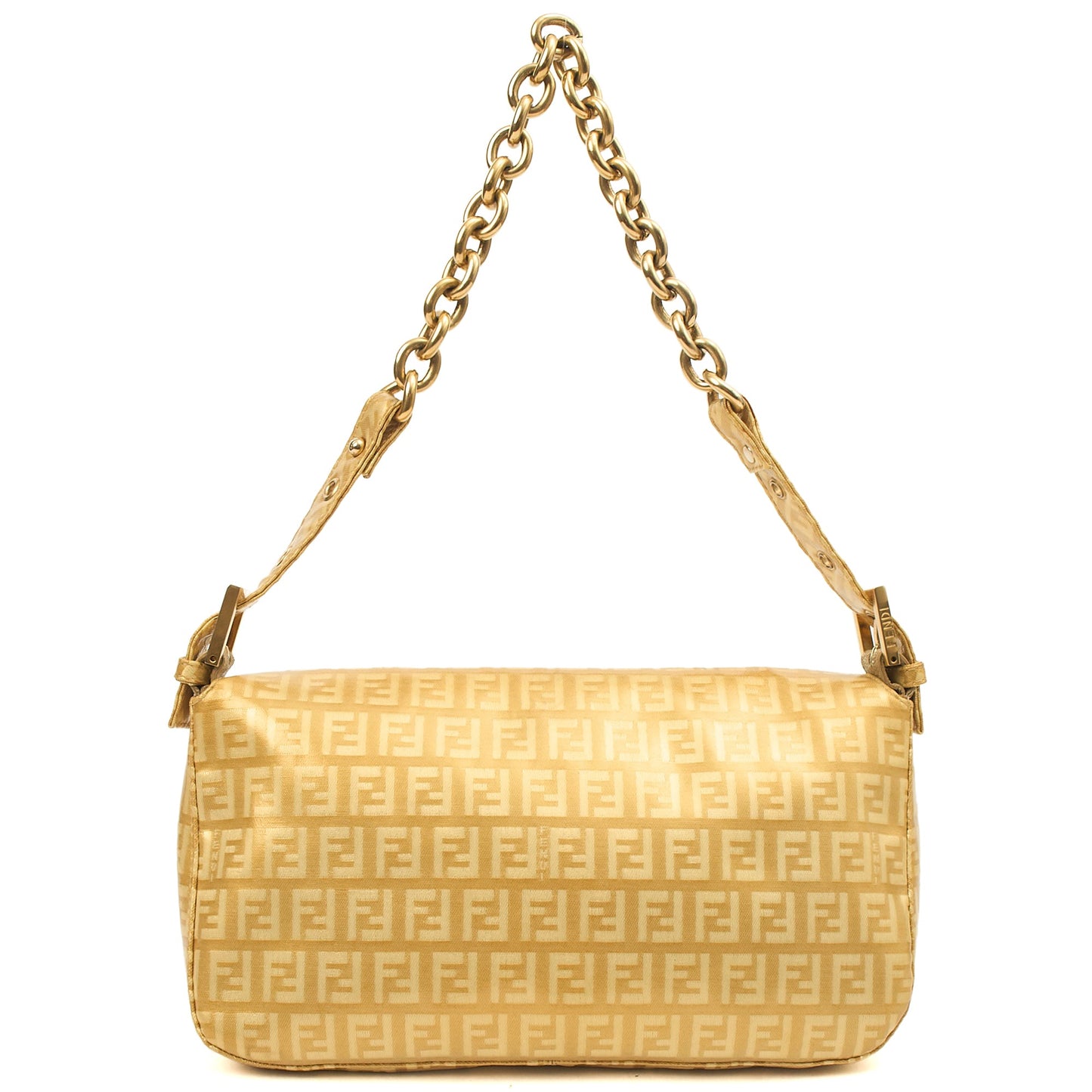 Fendi Shoulder Bag Baguette in Metallic, Patent Leather — Back View
