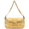 Fendi Shoulder Bag Baguette in Metallic, Patent Leather — Front View