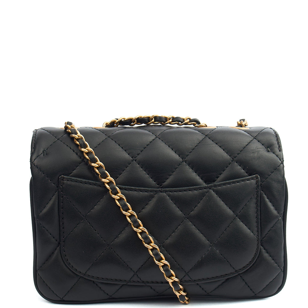 Chanel Cross Body Flap Bag in Black, Lambskin Leather — Back View