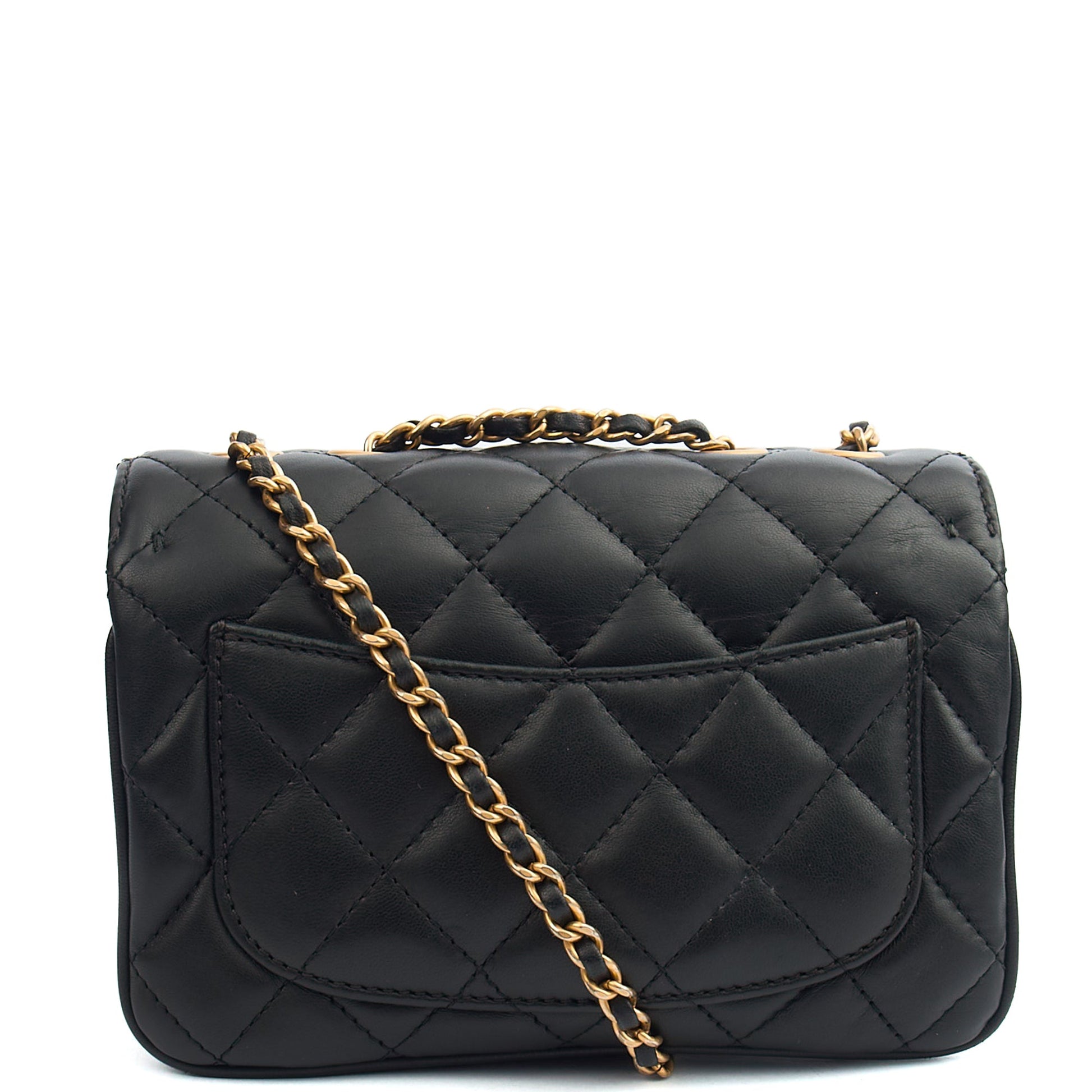 Chanel Cross Body Flap Bag in Black, Lambskin Leather — Back View