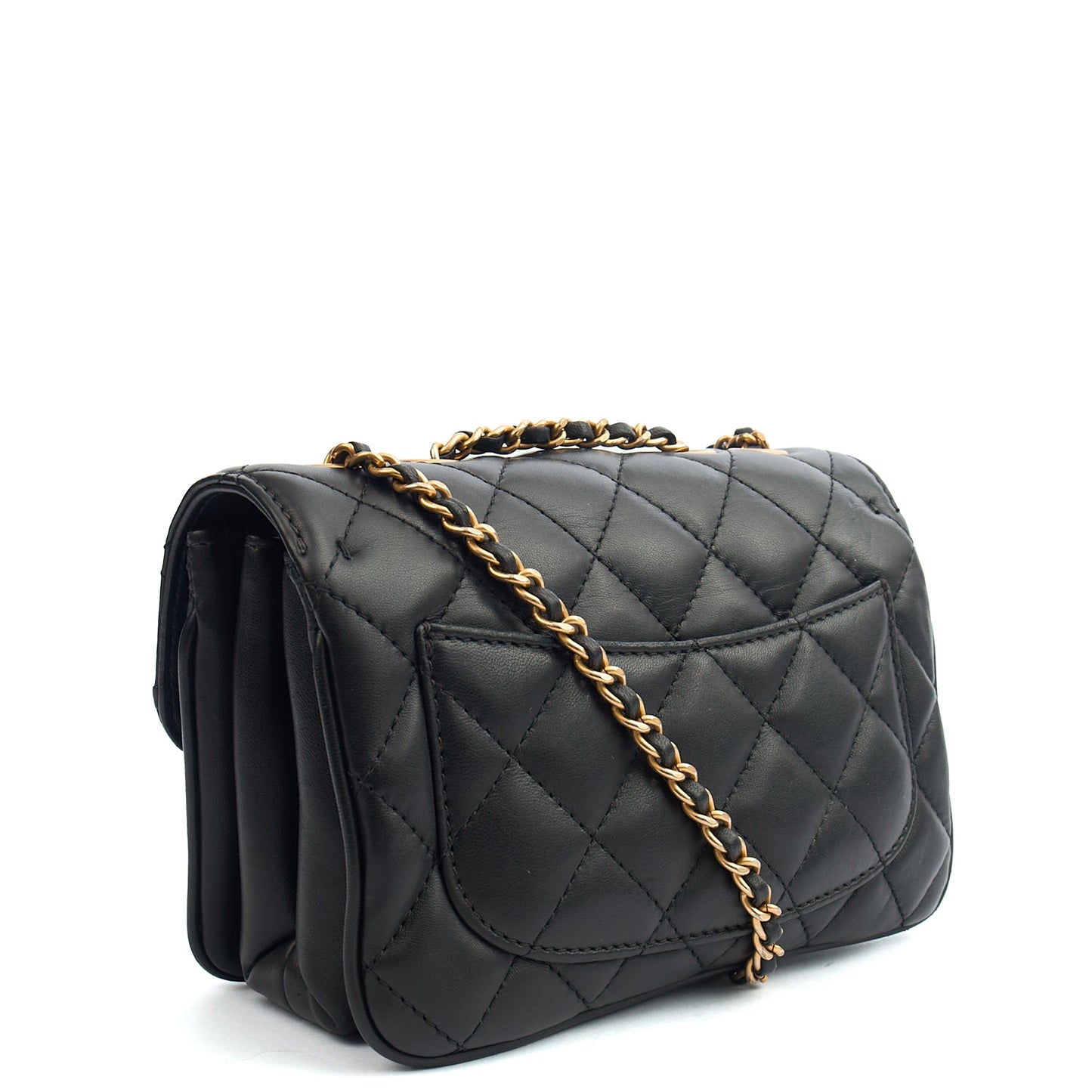 Chanel Cross Body Flap Bag in Black, Lambskin Leather — Side View