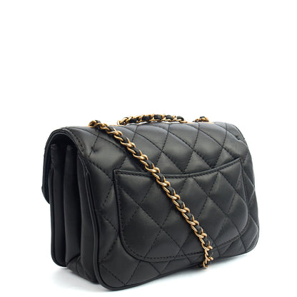 Chanel Cross Body Flap Bag in Black, Lambskin Leather — Side View