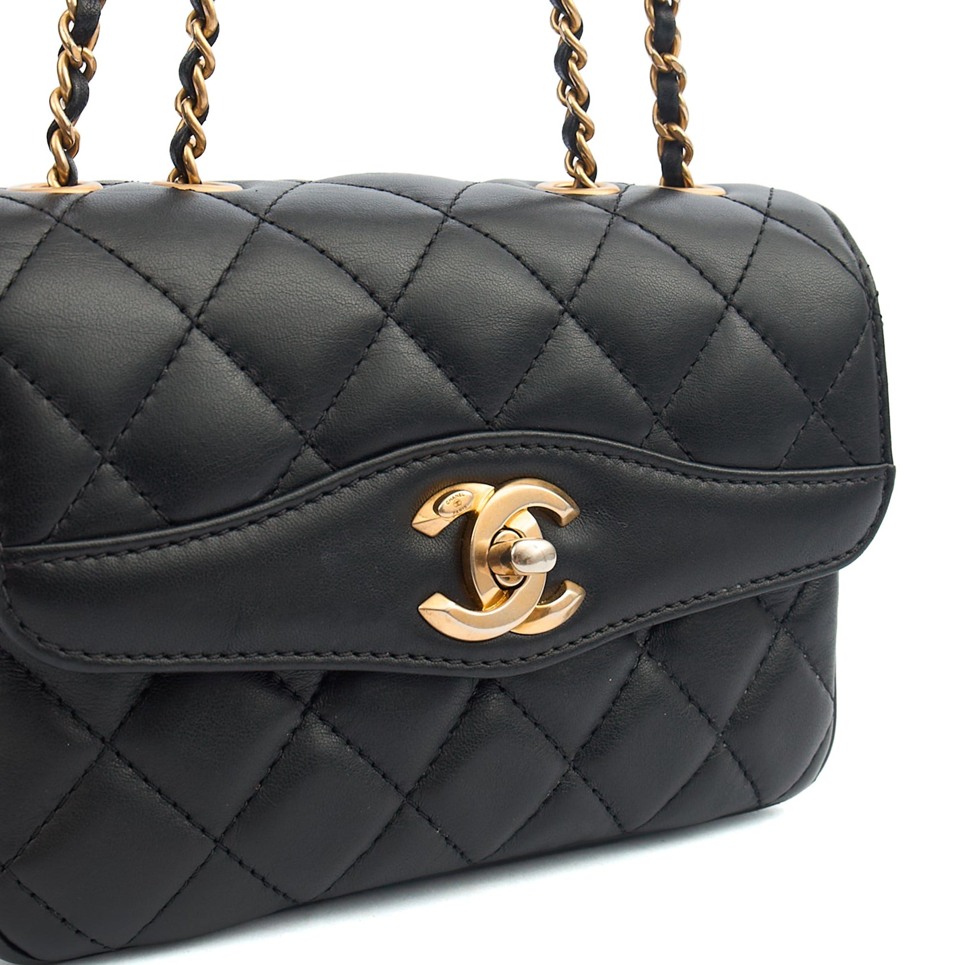 Chanel Cross Body Flap Bag in Black, Lambskin Leather — Lifestyle View