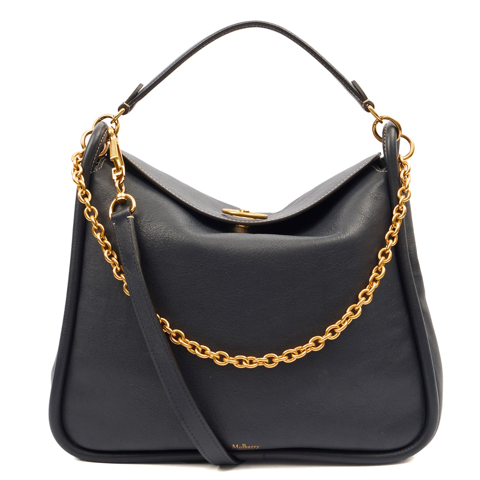 Mulberry Tote Leighton in Navy, Calfskin Leather — Front View