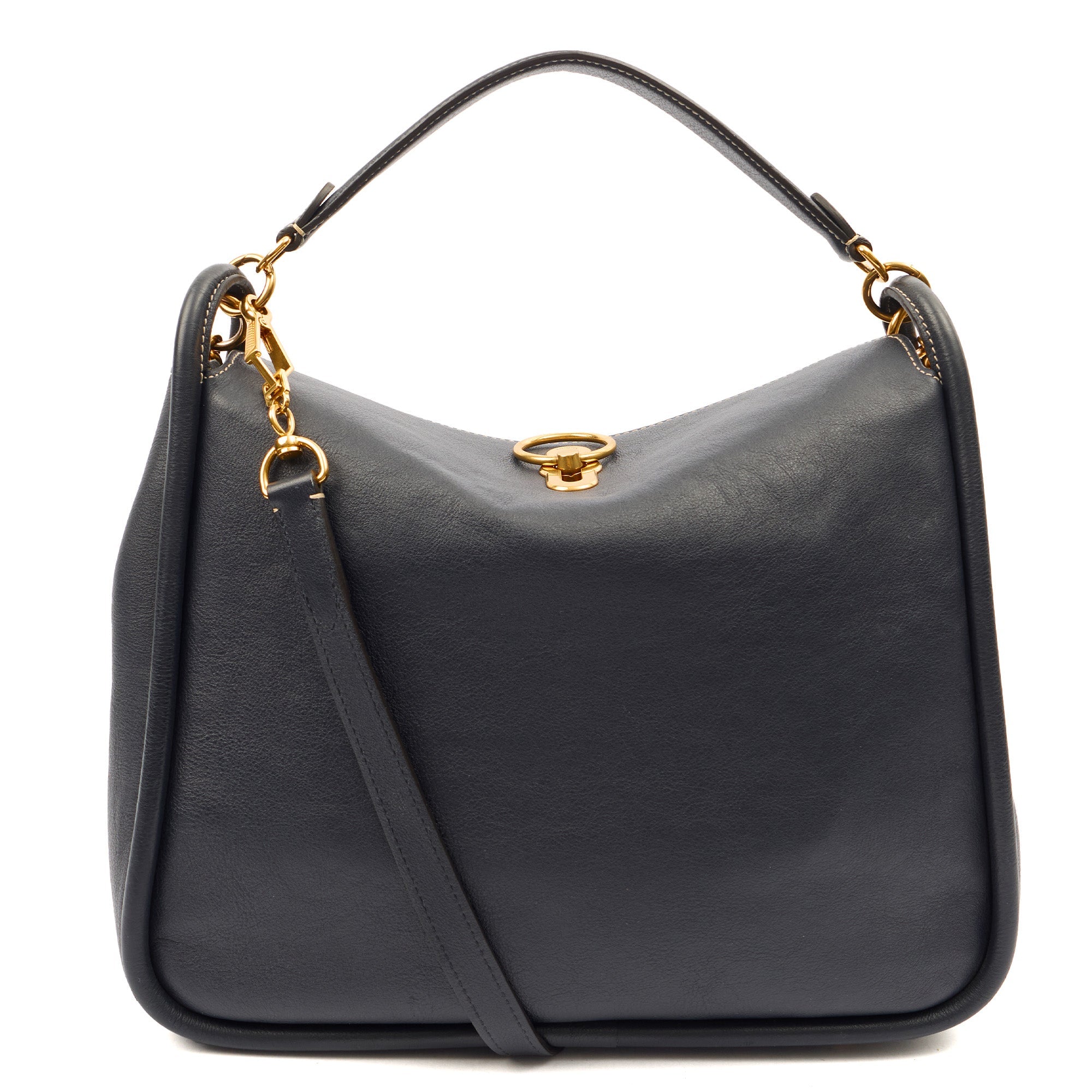 Mulberry Tote Leighton in Navy, Calfskin Leather — Back View