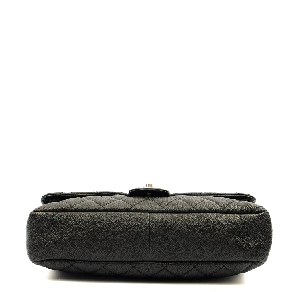 Chanel Shoulder Bag Flap Bag in Black, Caviar Leather — Top View