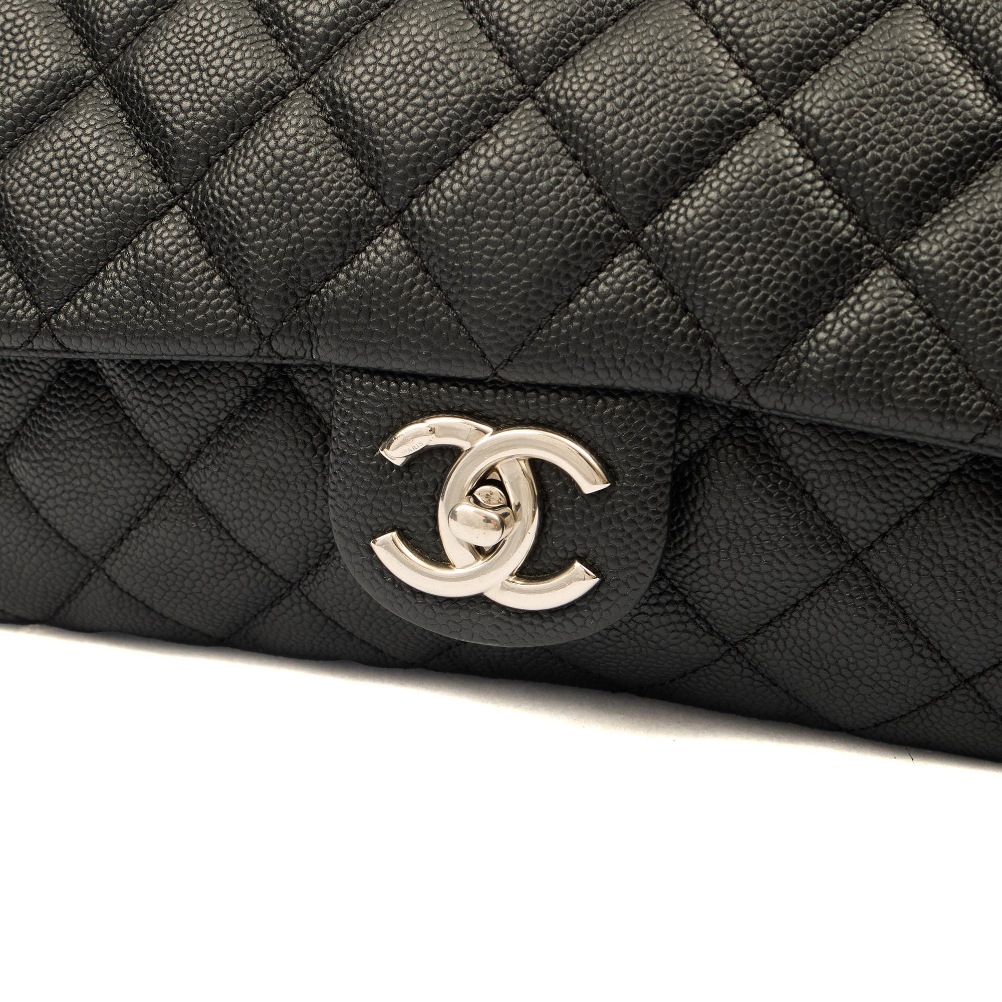Chanel Shoulder Bag Flap Bag in Black, Caviar Leather — Lifestyle View
