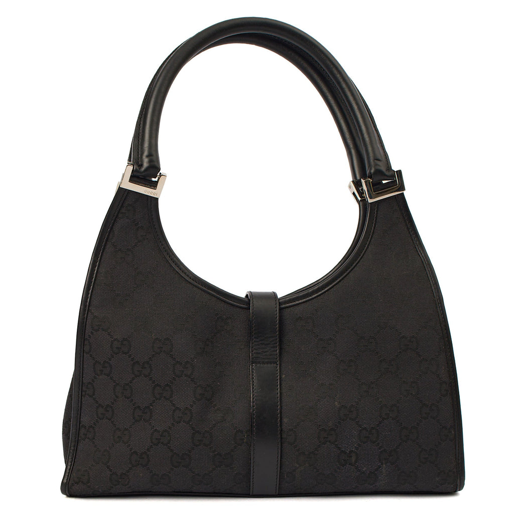 Gucci Shoulder Bag Jackie in Black, GG Canvas — Detail View