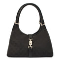 Gucci Shoulder Bag Jackie in Black, GG Canvas — Front View