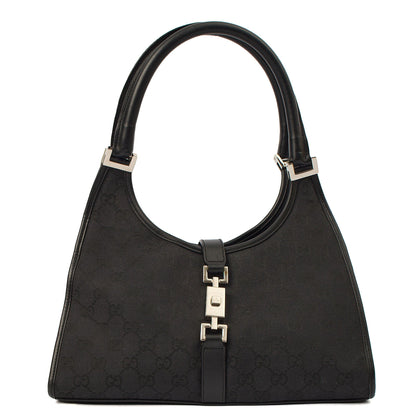 Gucci Shoulder Bag Jackie in Black, GG Canvas — Front View