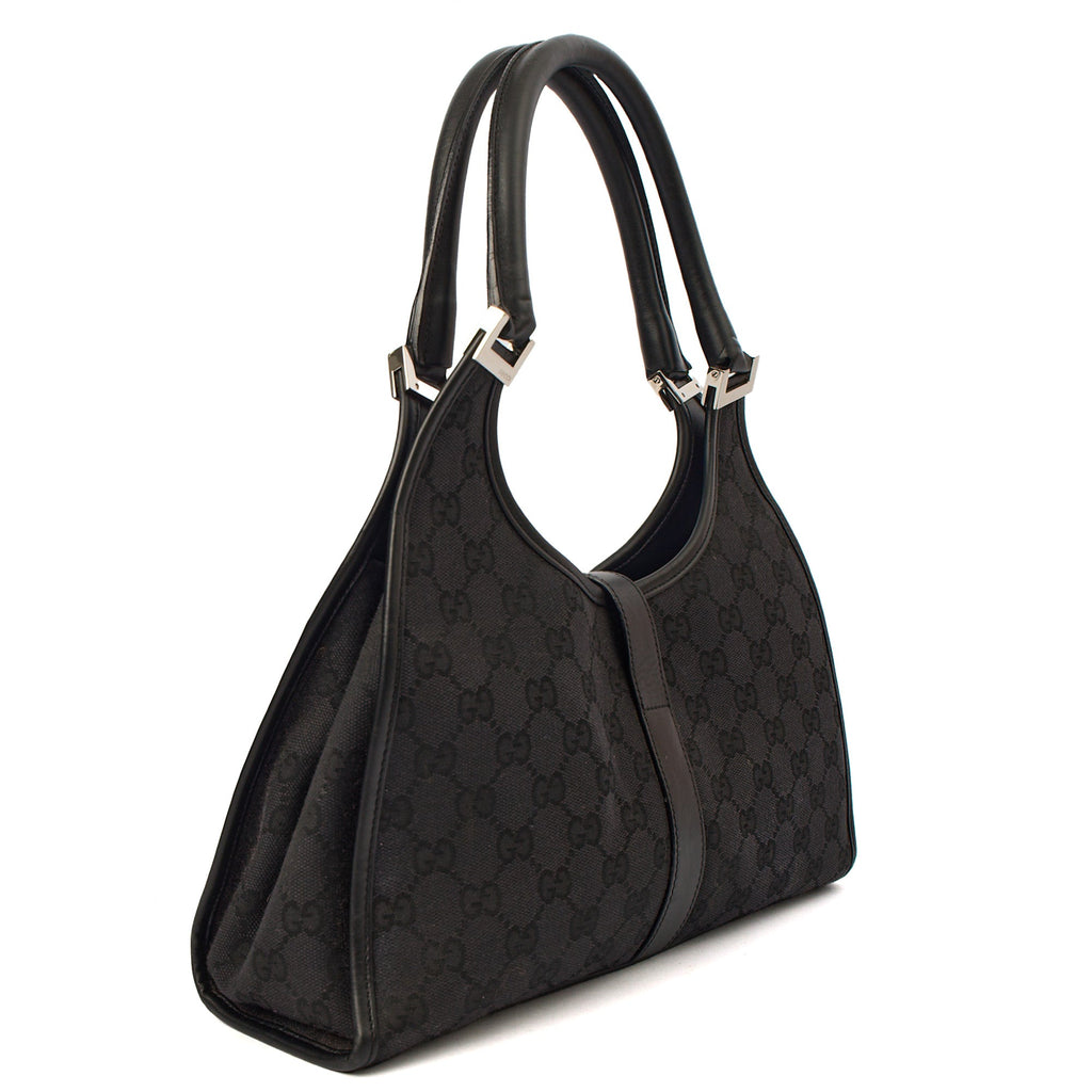 Gucci Shoulder Bag Jackie in Black, GG Canvas — Top View
