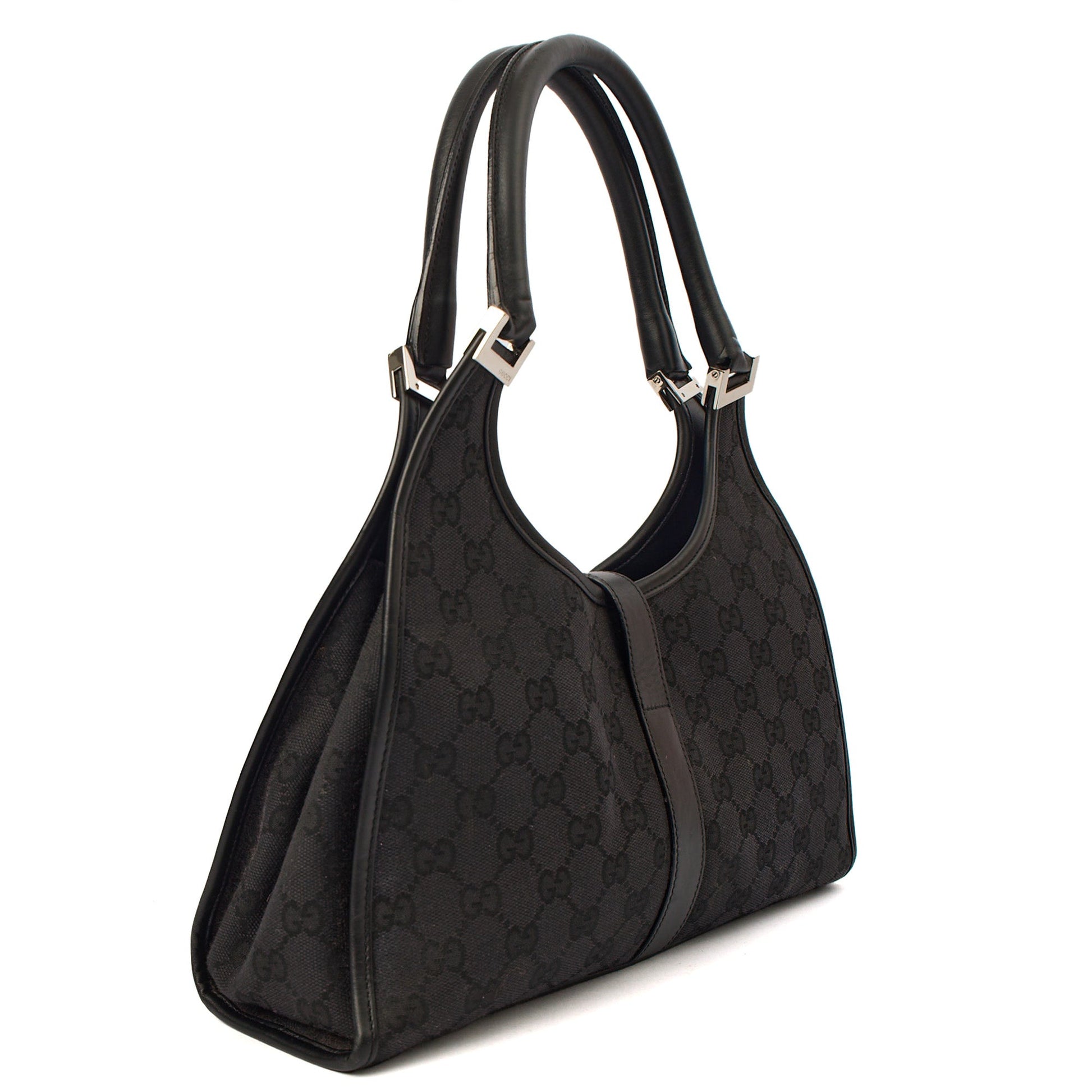 Gucci Shoulder Bag Jackie in Black, GG Canvas — Top View