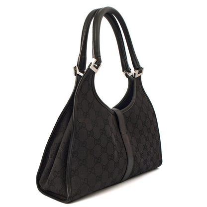 Gucci Shoulder Bag Jackie in Black, GG Canvas — Top View