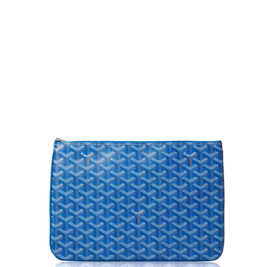 Goyard Clutch Senat Pouch PM in Blue, Leather — Front View