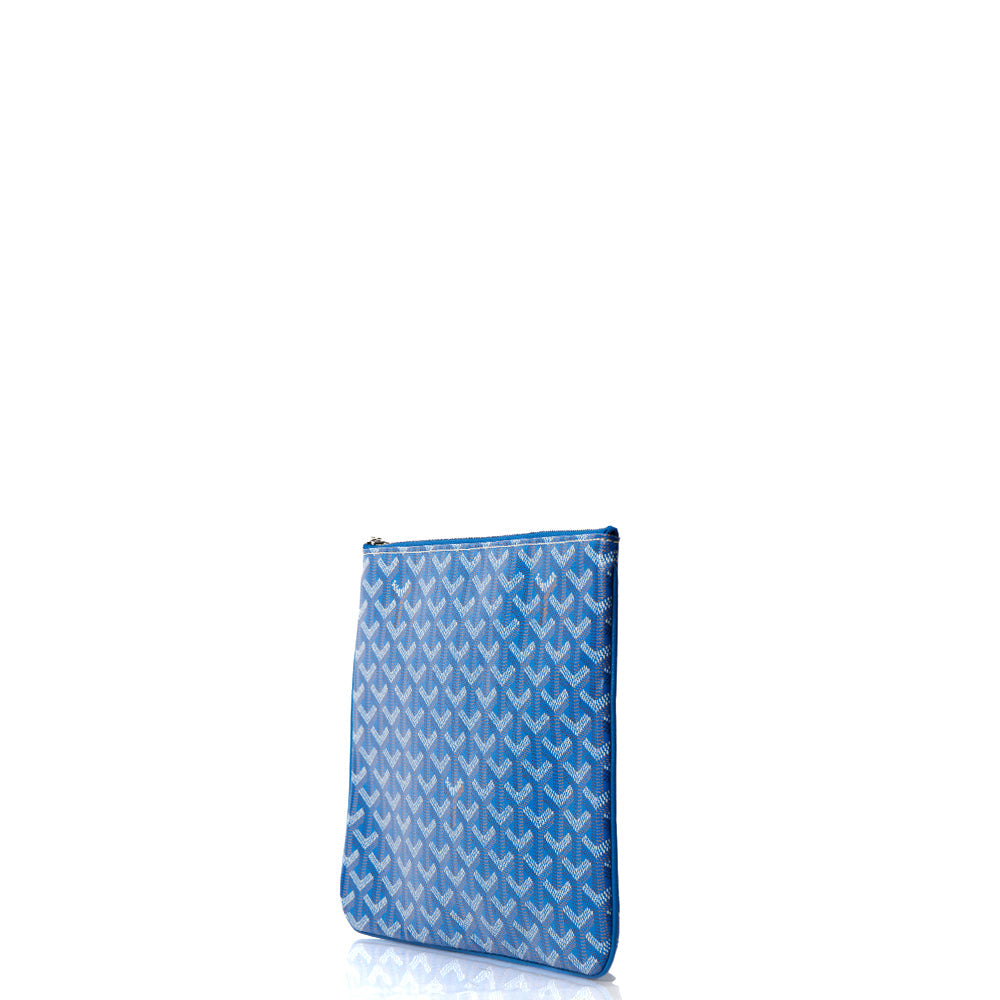 Goyard Clutch Senat Pouch PM in Blue, Leather — Side View