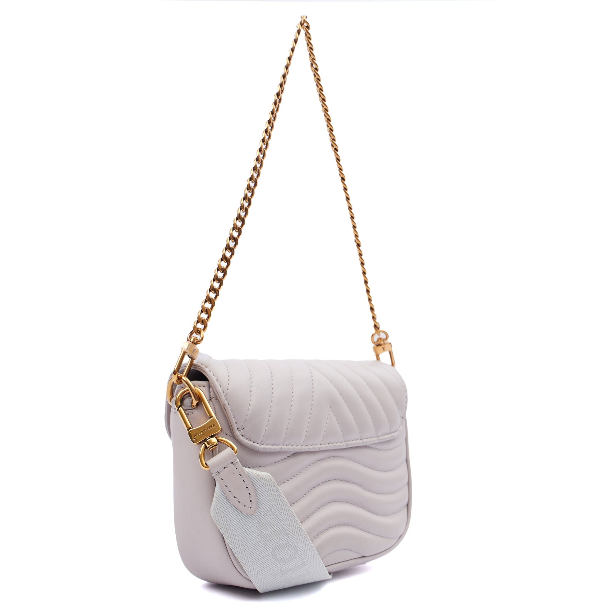 Louis Vuitton Cross Body New Wave Multi Pochette in Grey, Calfskin Leather — Side View