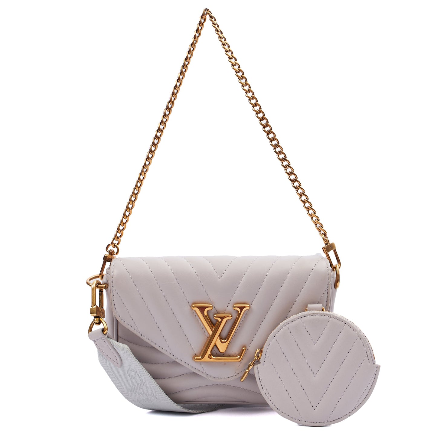 Louis Vuitton Cross Body New Wave Multi Pochette in Grey, Calfskin Leather — Alternate View 8