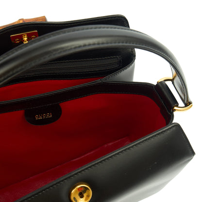 Gucci Top Handle Vintage Bamboo  in Black, Leather — Alternate View 11
