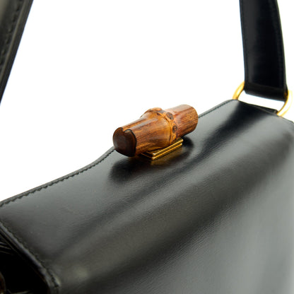 Gucci Top Handle Vintage Bamboo  in Black, Leather — Alternate View 12