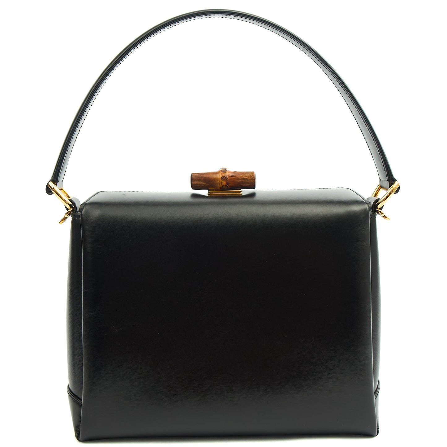 Gucci Top Handle Vintage Bamboo  in Black, Leather — Front View