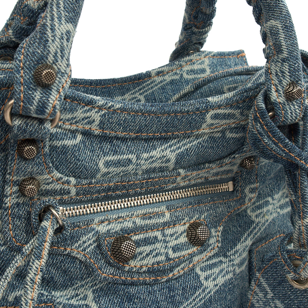 Balenciaga Cross Body Neo Classic- Nano in Blue, Fabric — Alternate View 12