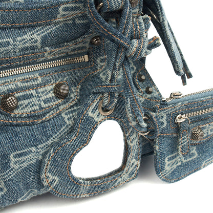 Balenciaga Cross Body Neo Classic- Nano in Blue, Fabric — Lifestyle View