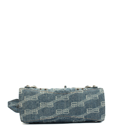 Balenciaga Cross Body Neo Classic- Nano in Blue, Fabric — Top View