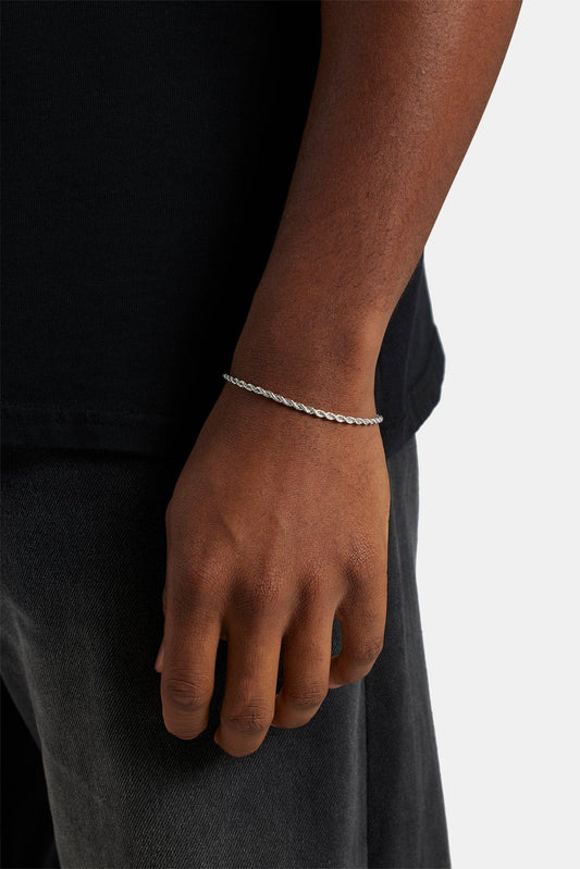 Cernucci Rope Bracelet - 3mm - White — 6" — Front View