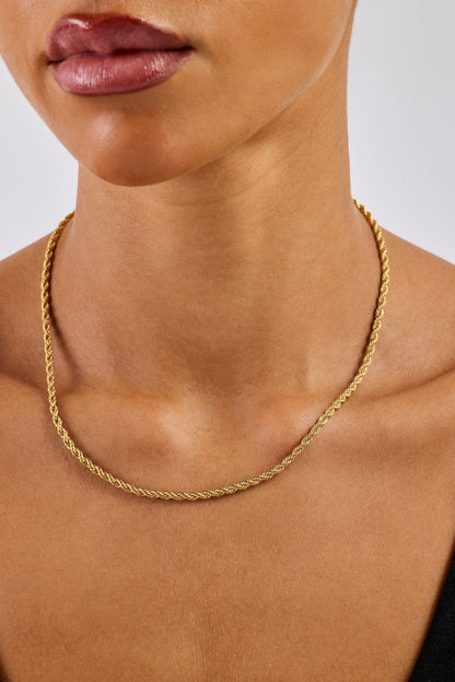 Cernucci 3mm Rope Chain - Gold — 16" — Front View