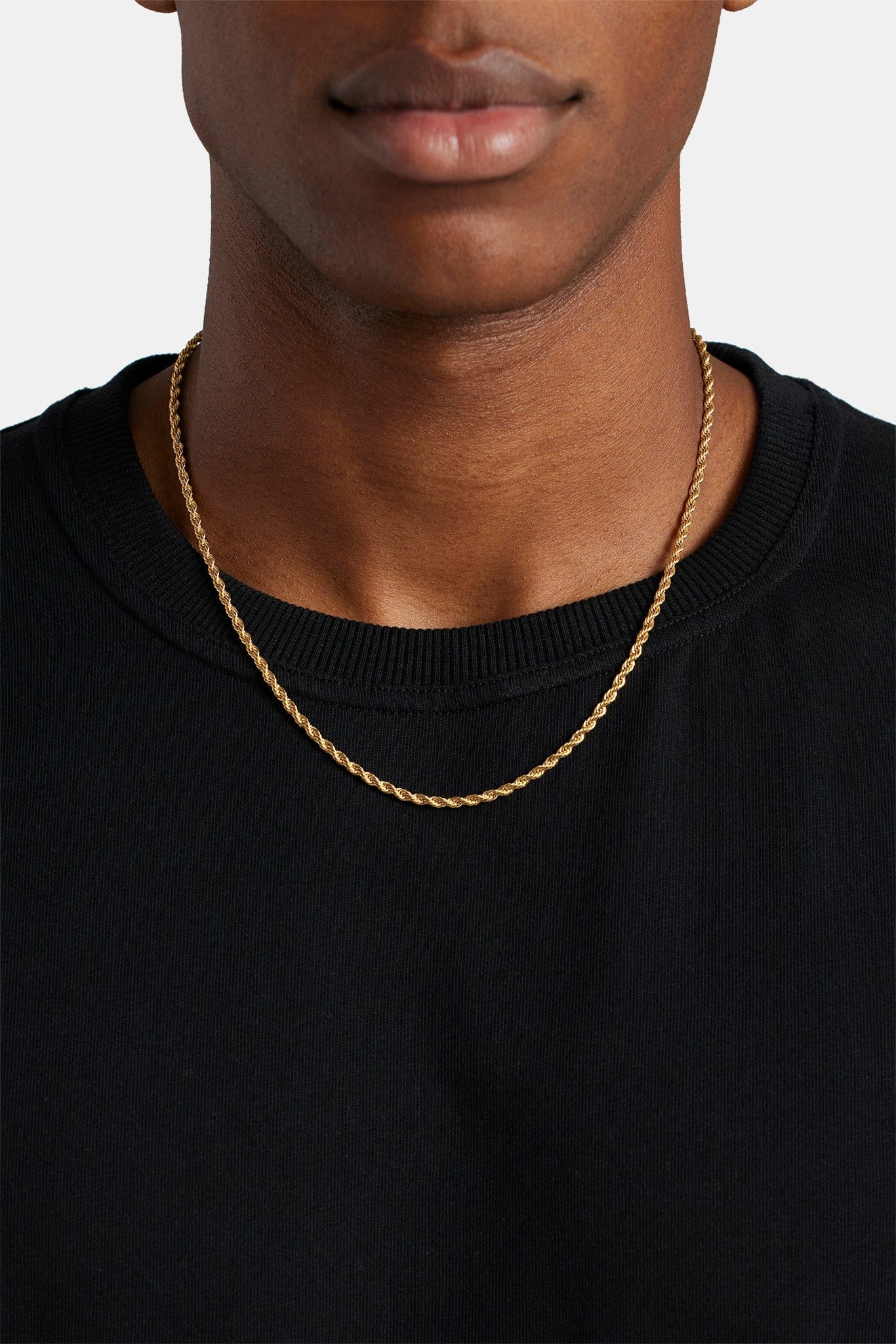 Cernucci Rope Chain - 3mm - Gold — 30" — Front View