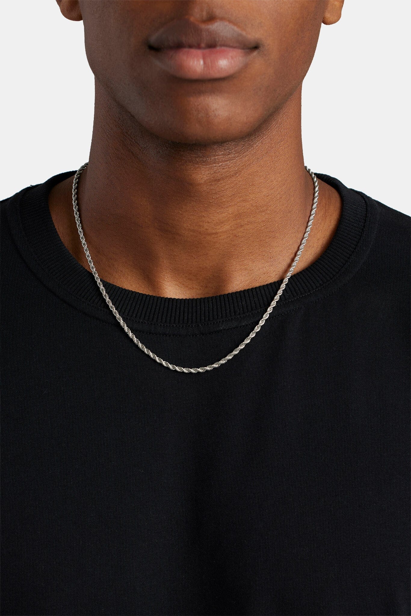 Cernucci Rope Chain - 3mm - White — 30" — Front View