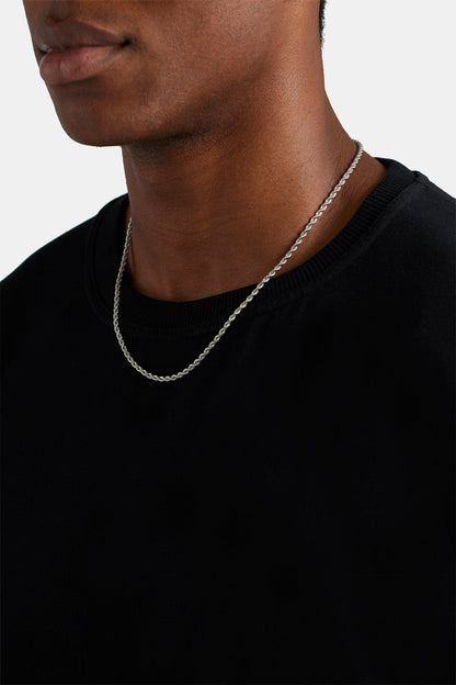 Cernucci Rope Chain - 3mm - White — 30" — Back View