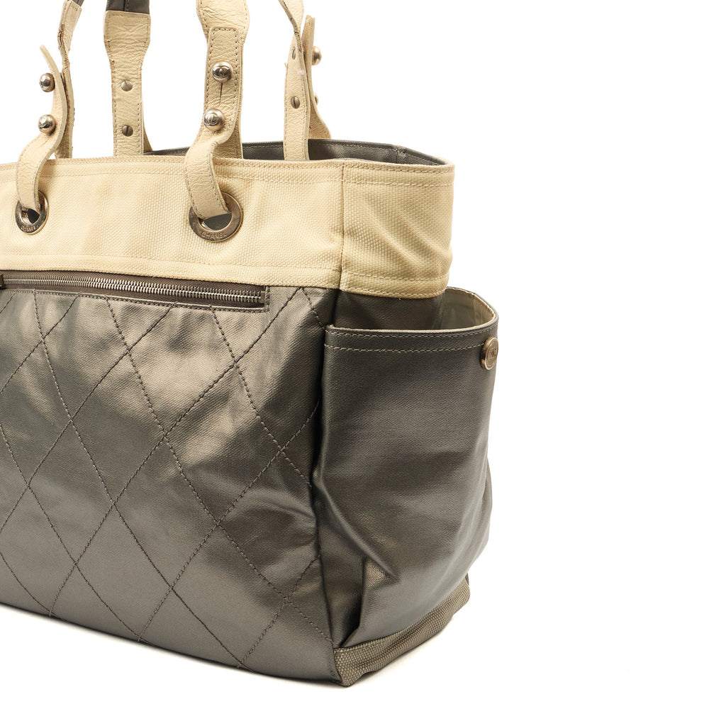 Chanel Tote Paris-Biarritz Tote - Large  in Metallic, Fabric — Detail View
