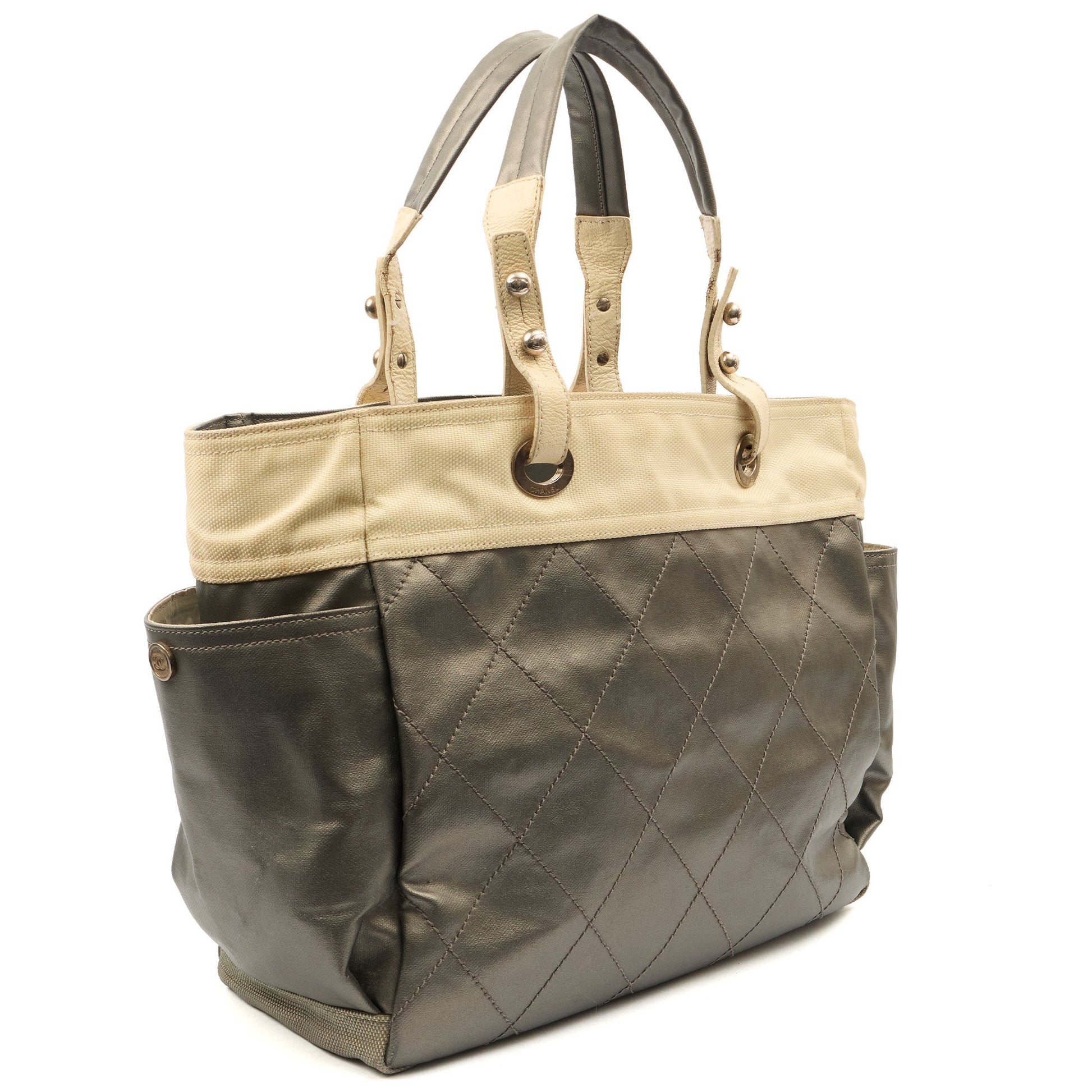 Chanel Tote Paris-Biarritz Tote - Large  in Metallic, Fabric — Side View