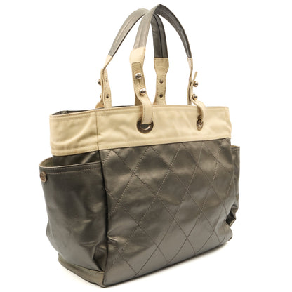 Chanel Tote Paris-Biarritz Tote - Large  in Metallic, Fabric — Side View
