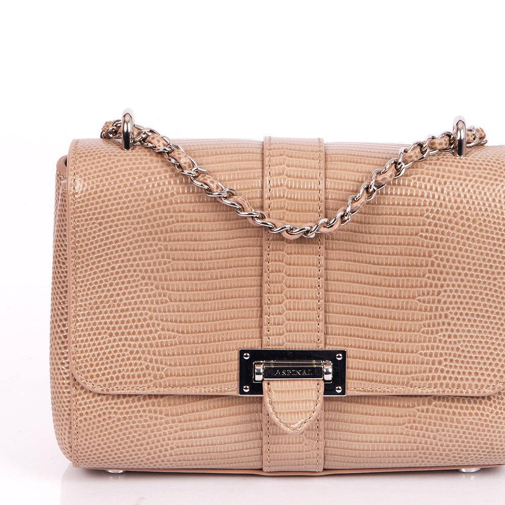 Aspinal of London Shoulder Bag Lottie in Neutral, Exotic Effect Leather — Alternate View 14