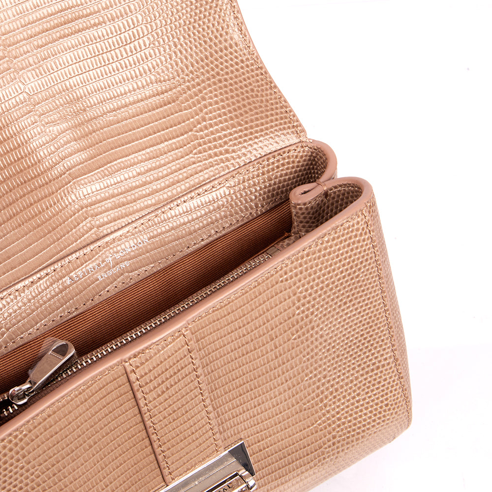 Aspinal of London Shoulder Bag Lottie in Neutral, Exotic Effect Leather — Alternate View 16