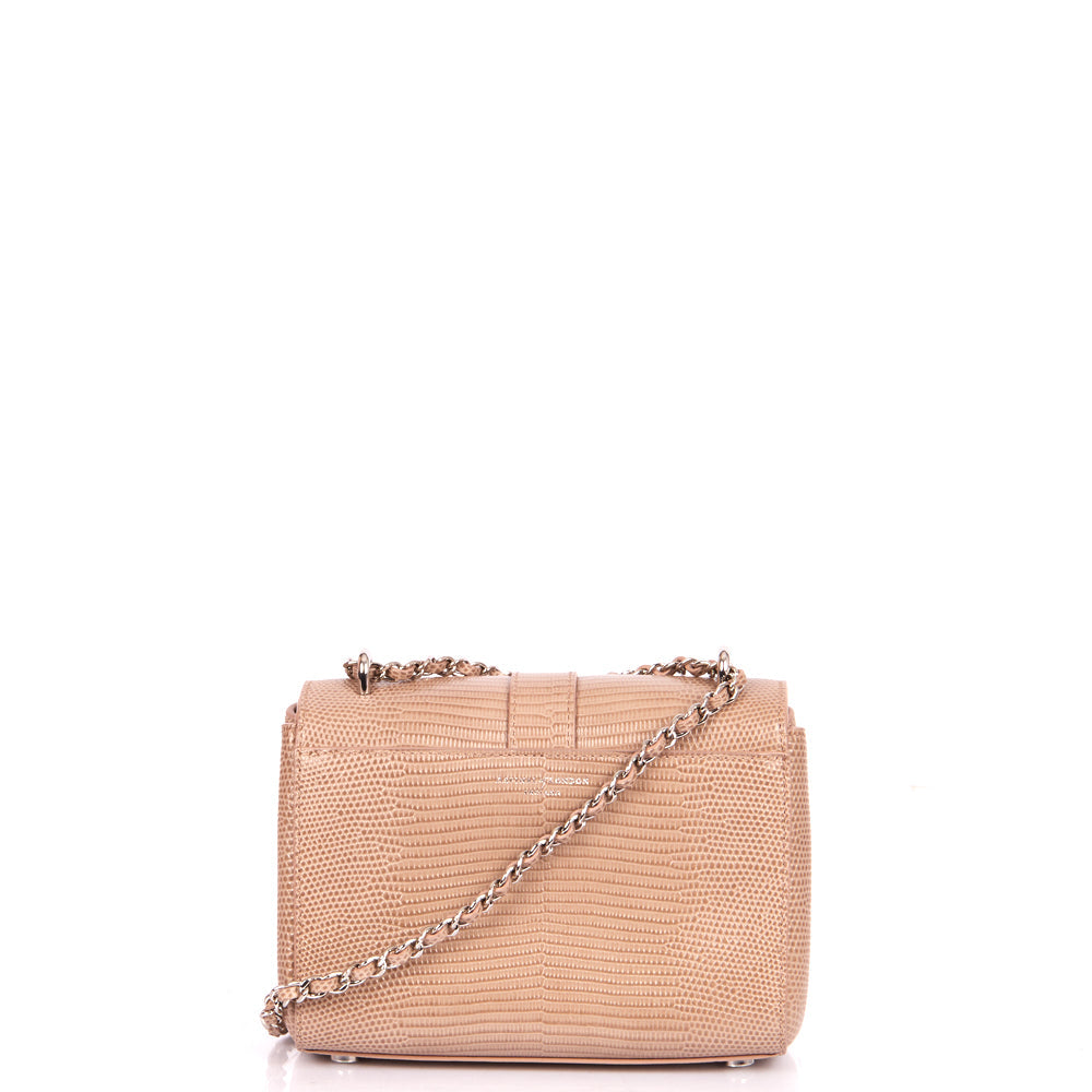 Aspinal of London Shoulder Bag Lottie in Neutral, Exotic Effect Leather — Top View