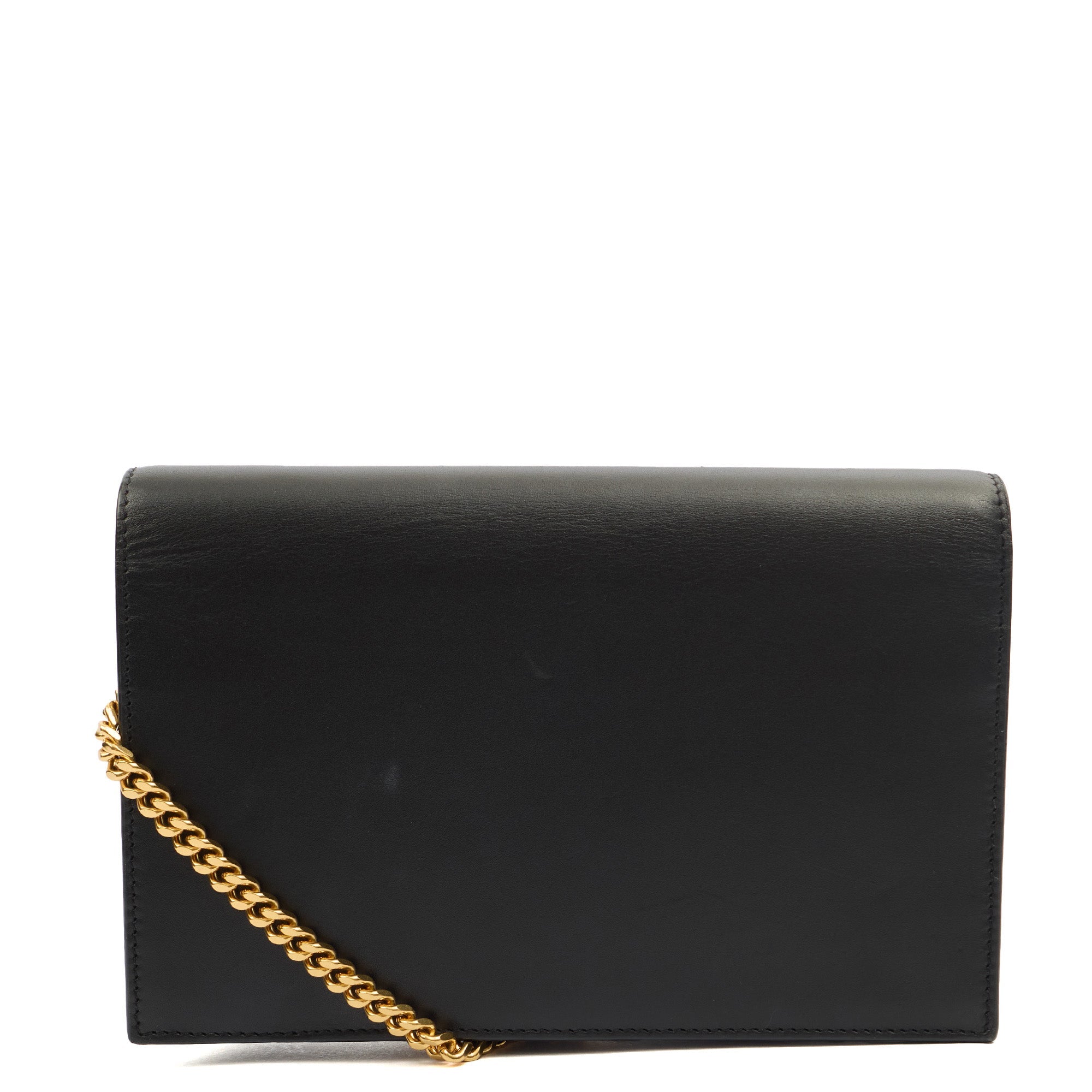 Saint Laurent Cross Body Kate Tassel Chain Wallet in Black, Leather — Back View