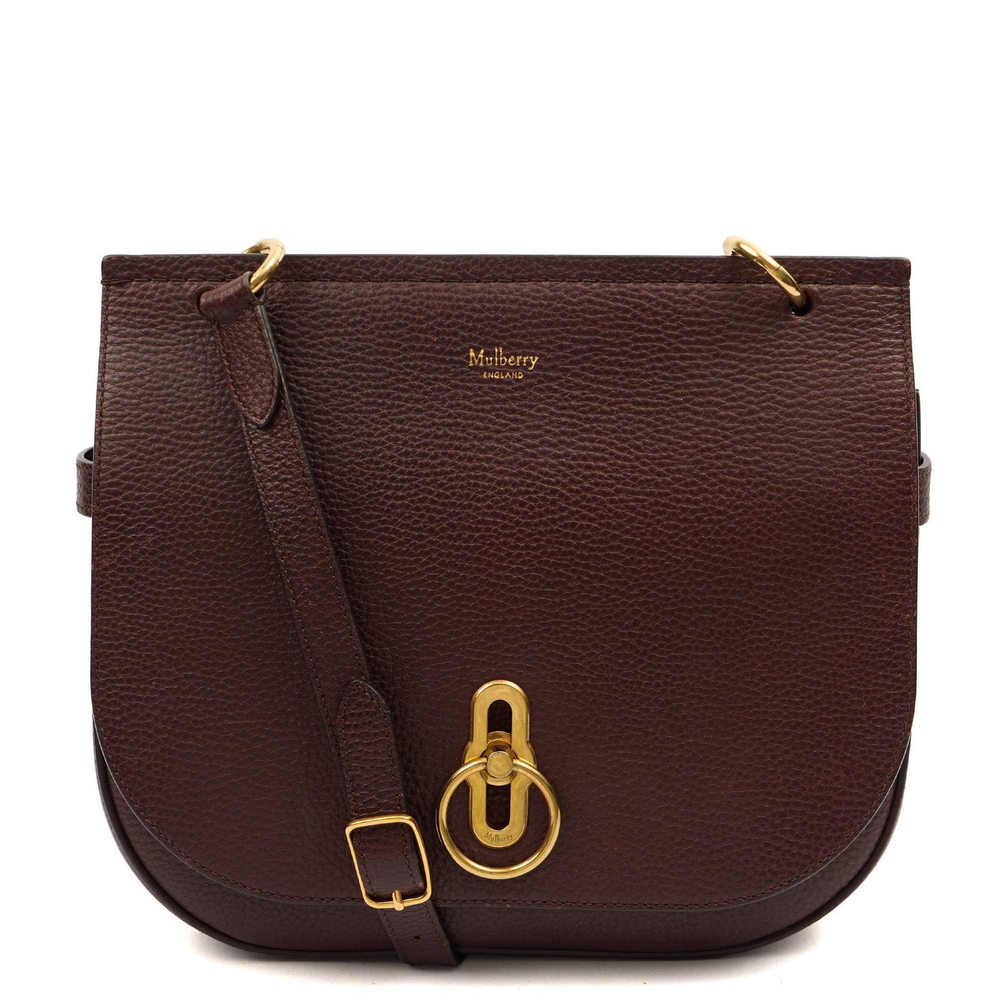 Mulberry Cross Body Amberley Satchel in Oxblood, Calfskin Leather — Front View