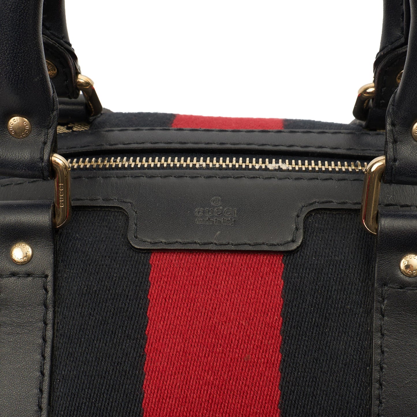 Gucci Top Handle Vintage Web Boston - Medium in GG Supreme Canvas — Lifestyle View