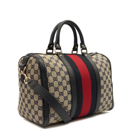 Gucci Top Handle Vintage Web Boston - Medium in GG Supreme Canvas — Back View