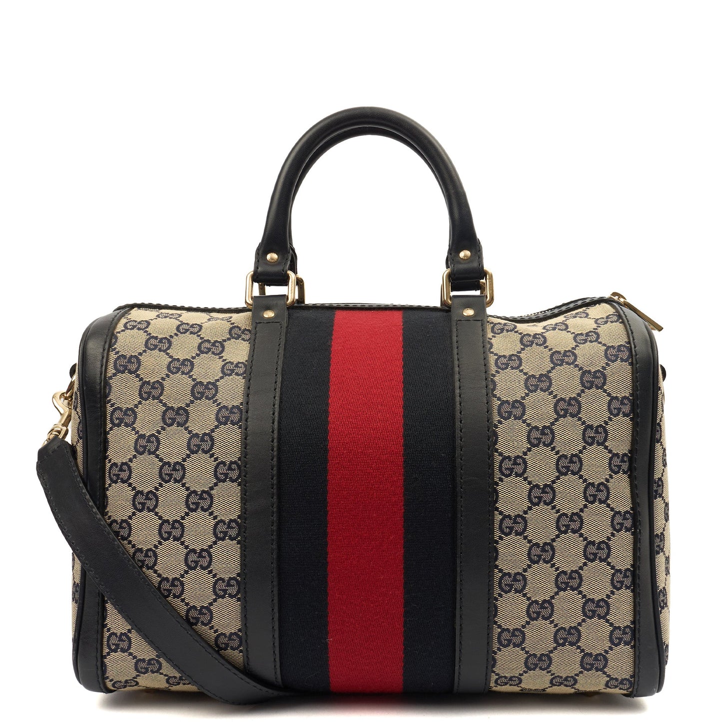 Gucci Top Handle Vintage Web Boston - Medium in GG Supreme Canvas — Top View