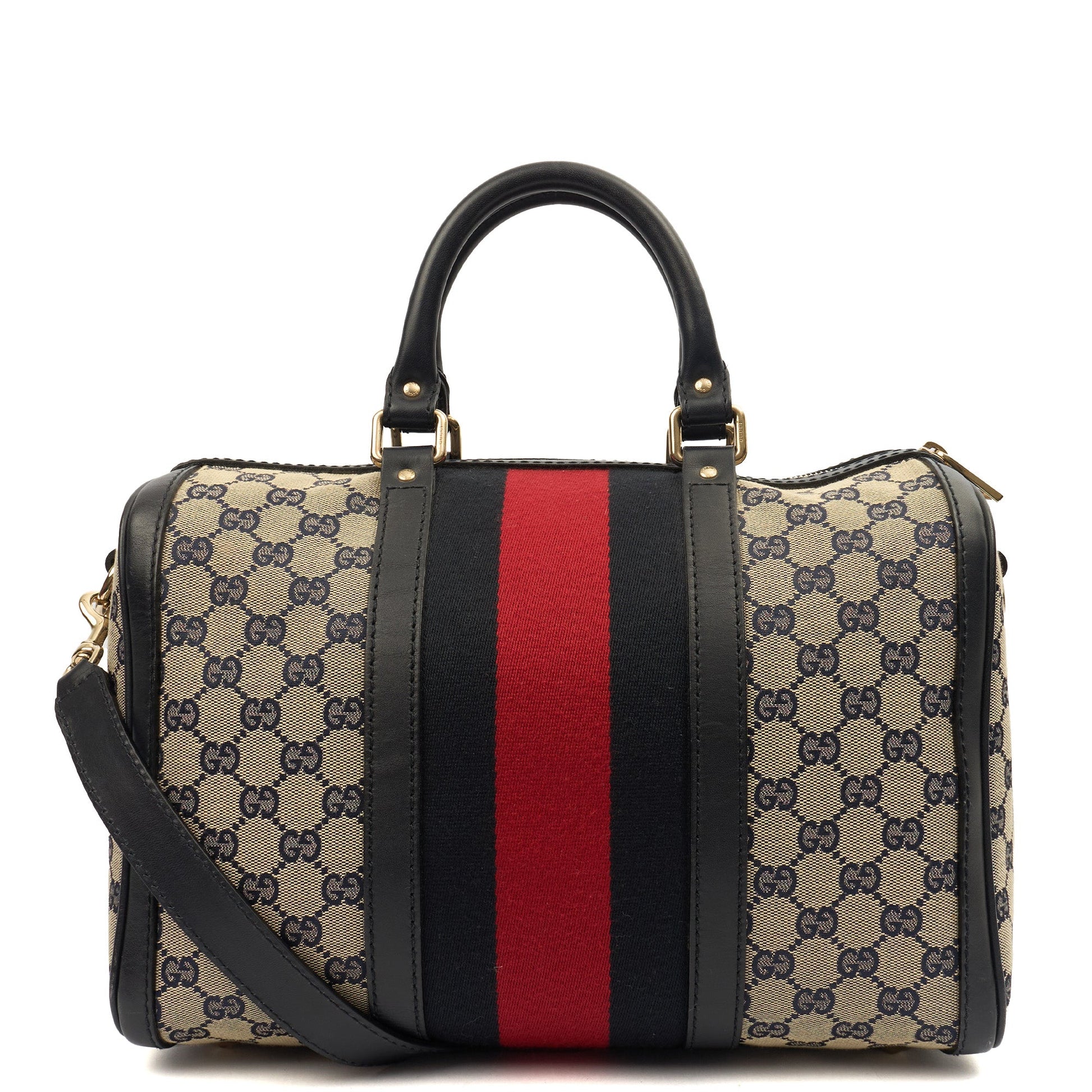 Gucci Top Handle Vintage Web Boston - Medium in GG Supreme Canvas — Top View