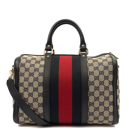 Gucci Top Handle Vintage Web Boston - Medium in GG Supreme Canvas — Top View