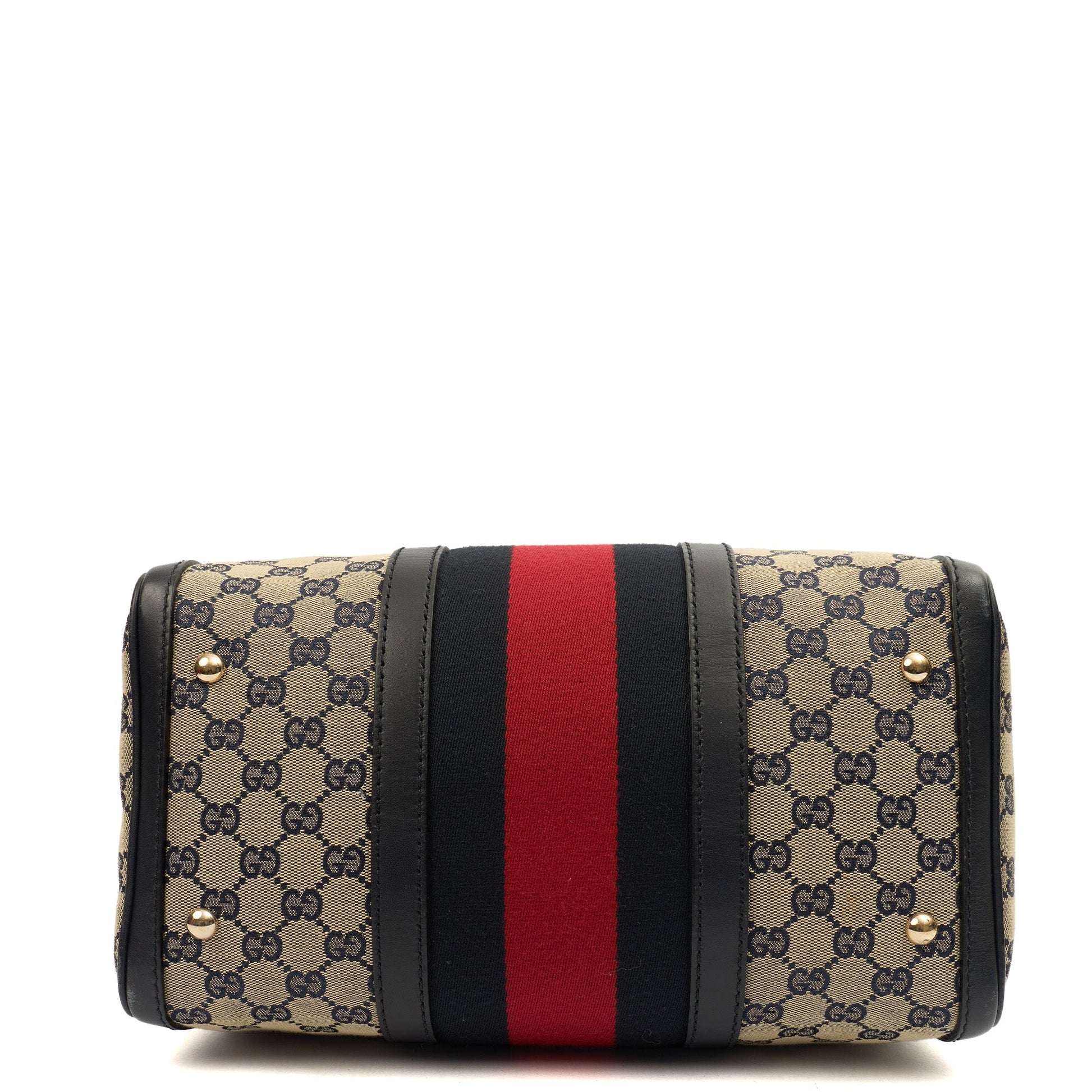 Gucci Top Handle Vintage Web Boston - Medium in GG Supreme Canvas — Detail View