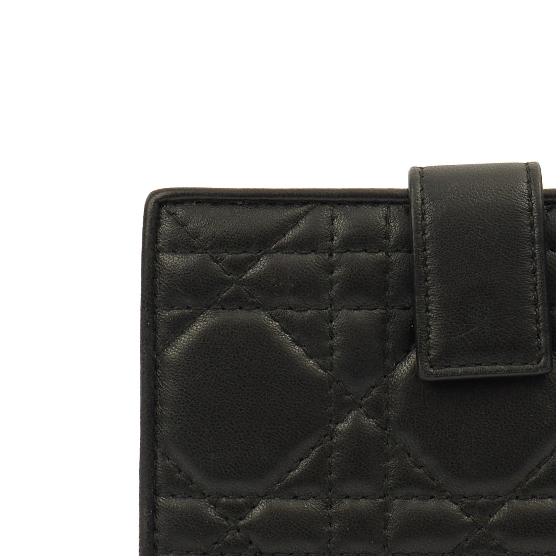 Christian Dior Wallet Wallet in Black, Leather — Side View
