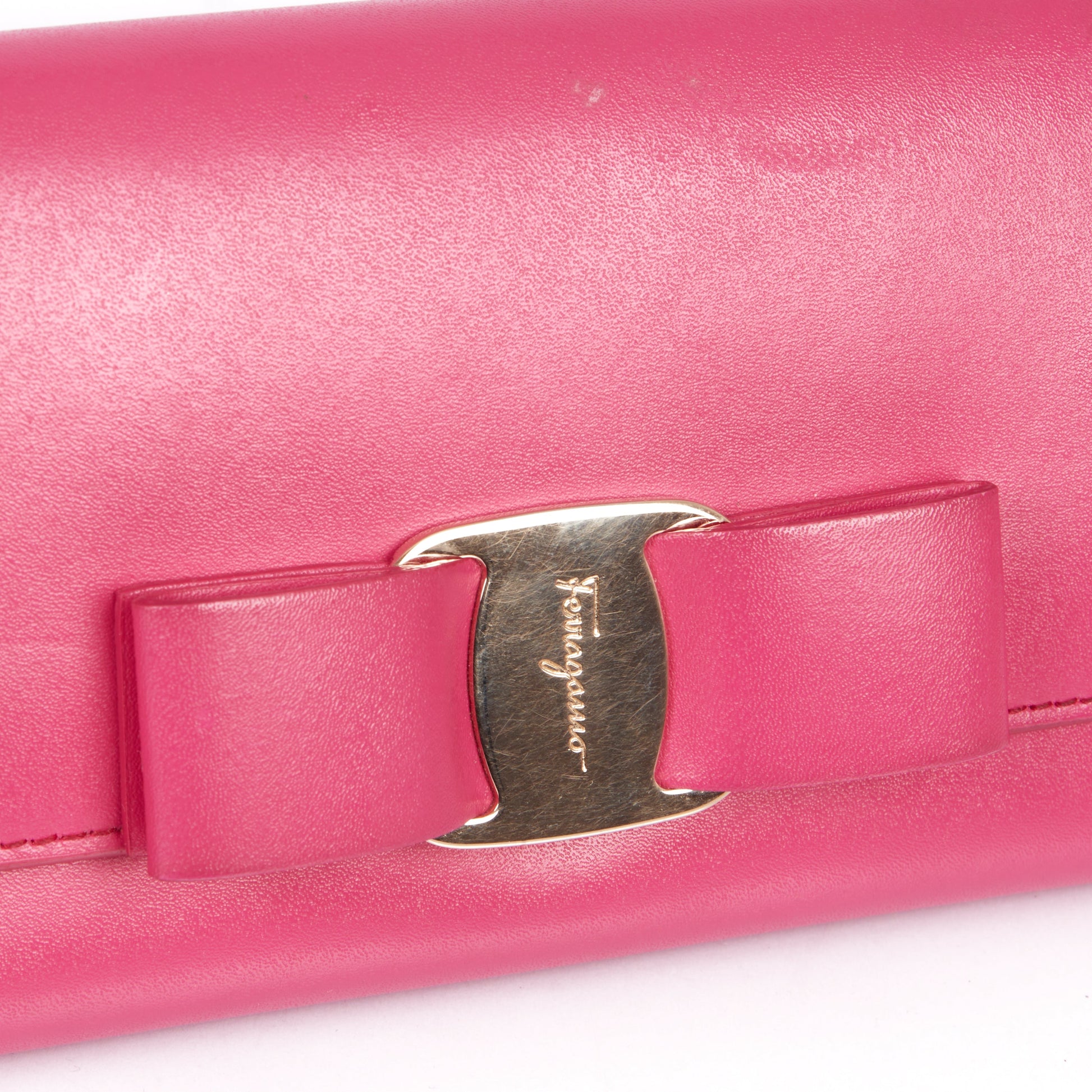 Salvatore Ferragamo Vara Bow Wallet in Pink, Leather — Lifestyle View