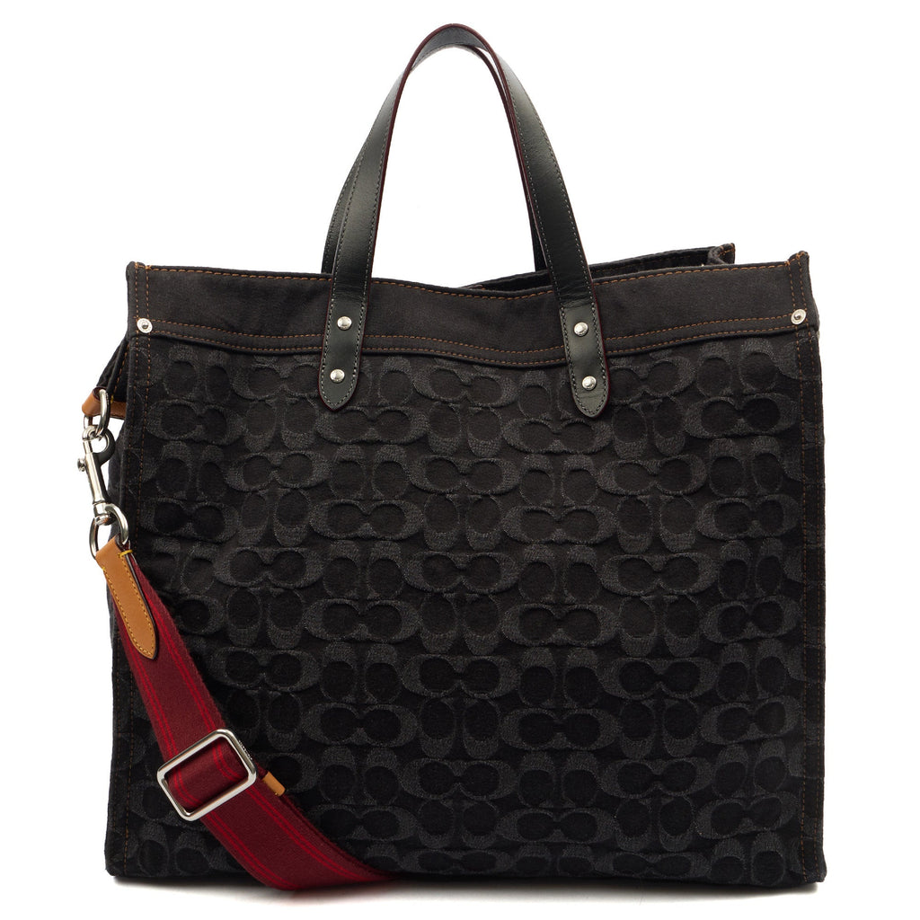 Coach Tote Field Tote in Black, Denim — Alternate View 9
