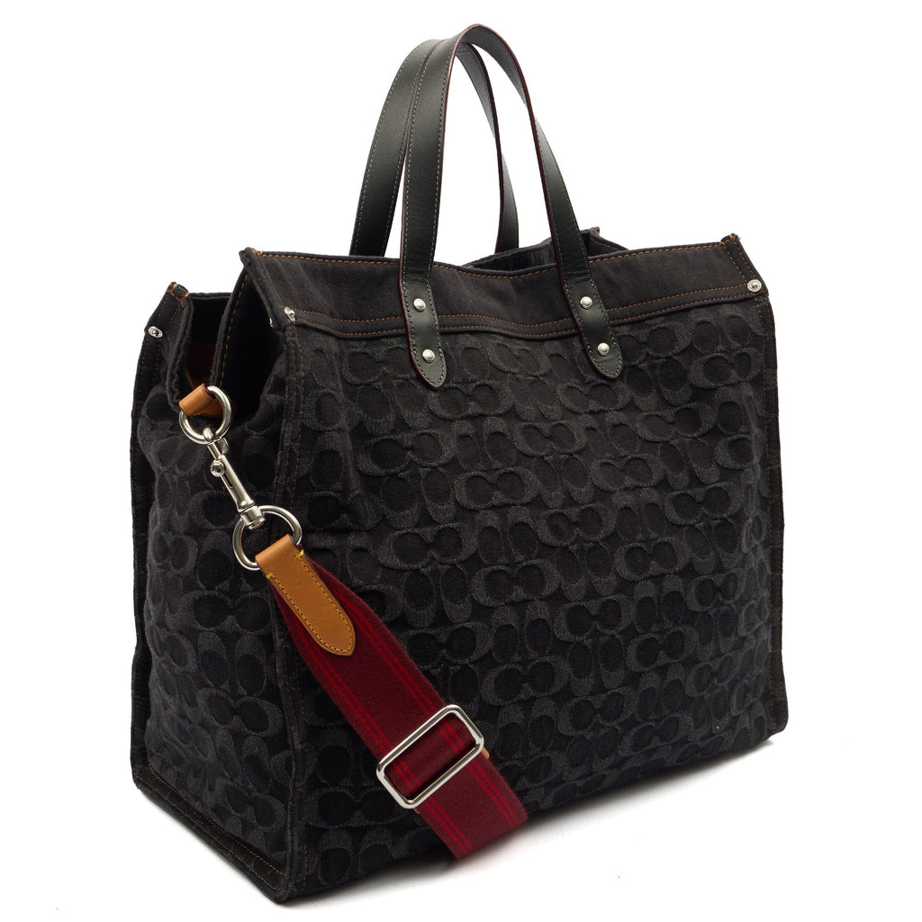 Coach Tote Field Tote in Black, Denim — Alternate View 8